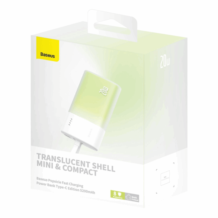 BASEUS - Baseus Powerbank 5200mAh Popsicle 20W - Vit/Grön