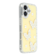 A-One Brand - iPhone 17 Mobilskal Rhinestone Edge Pearl Butterfly