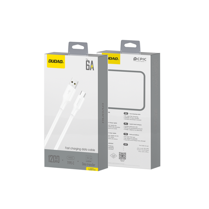 Dudao - Dudao USB-A - USB-C kabel 6A 1.2m L2sT - Vit