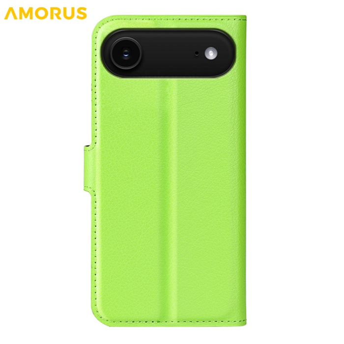 Amorus - AMORUS iPhone Air Plånboksfodral Flipstativ Litchi - Grön