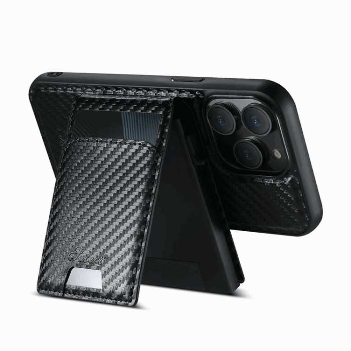SUTENI - SUTENI iPhone 15 Pro Max Mobilskal Magsafe Korthållare Carbon Fiber