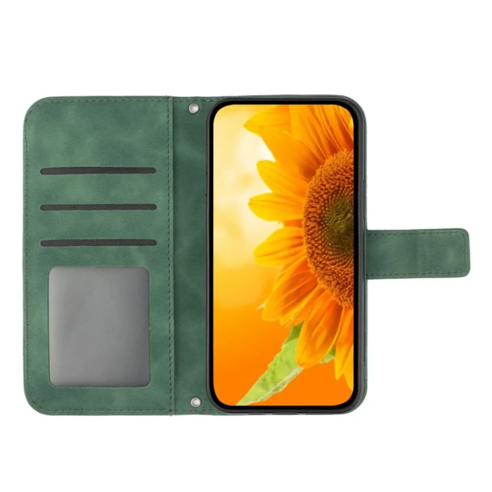A-One Brand - iPhone 17 Pro Max Plånboksfodral Sunflower Imprint - Mörkgrön