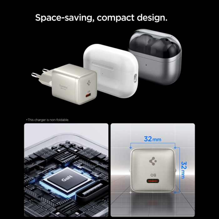 Spigen - Spigen 1-Port Nätverk Laddare 30W EE301EU-GaN - Naturlig Titan