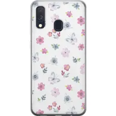 Gustaf - Mobilskal till Samsung Galaxy A40 med Blommor och fj&auml;rillar