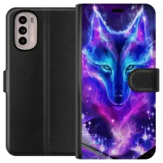 Gustaf - Pl&aring;nboksfodral till Motorola Moto G31 med Neon Varg