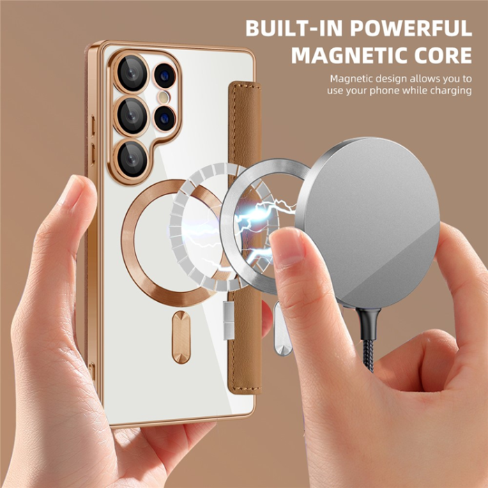 A-One Brand - Galaxy S25 Ultra Plånboksfodral MagSafe RFID Blocking - Brun