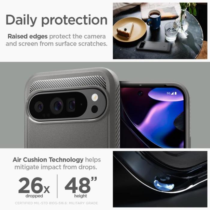 Spigen - Spigen Google Pixel 9 Pro XL Mobilskal Rugged Aromor - Grå