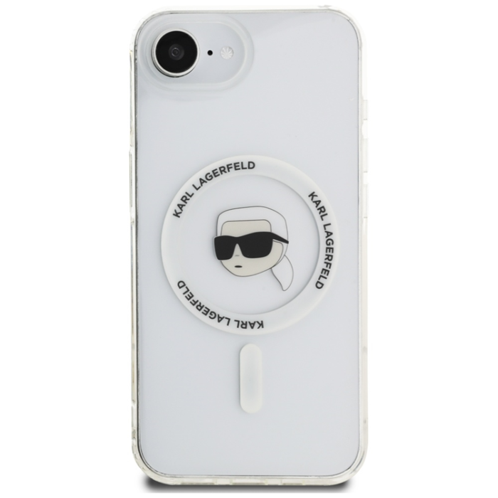 KARL LAGERFELD - Karl Lagerfeld iPhone 16e Mobilskal Magsafe Metal Karl Head - Vit