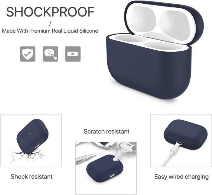 UTGATT1 - Airpods Pro 1 Skal Liquid Silicone - Mörkblå