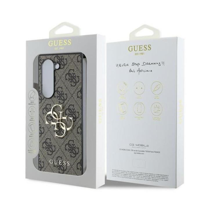 Guess - Guess Galaxy Z Fold 6 Mobilskal Läder 4G Metal Logo - Brun