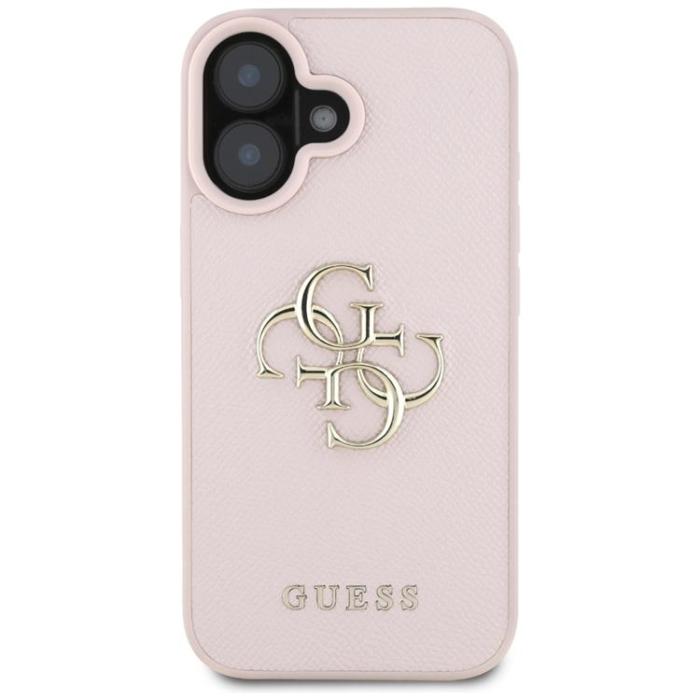 Guess - Guess iPhone 16 Mobilskal Grained Big 4G Small Classic Logo - Rosa