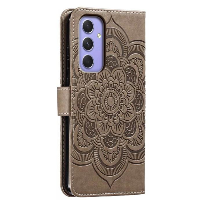 OEM - Samsung Galaxy S26 Plånboksfodral Konstläder Mandala Tryck - Grå