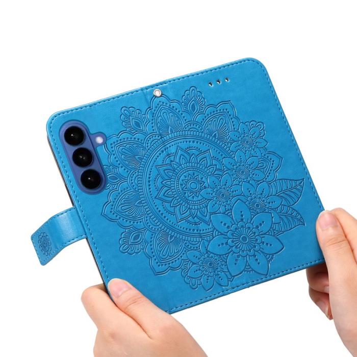 OEM - Samsung Galaxy S26 Plus Plånboksfodral Blommönster Konstläder Ställ - Blå