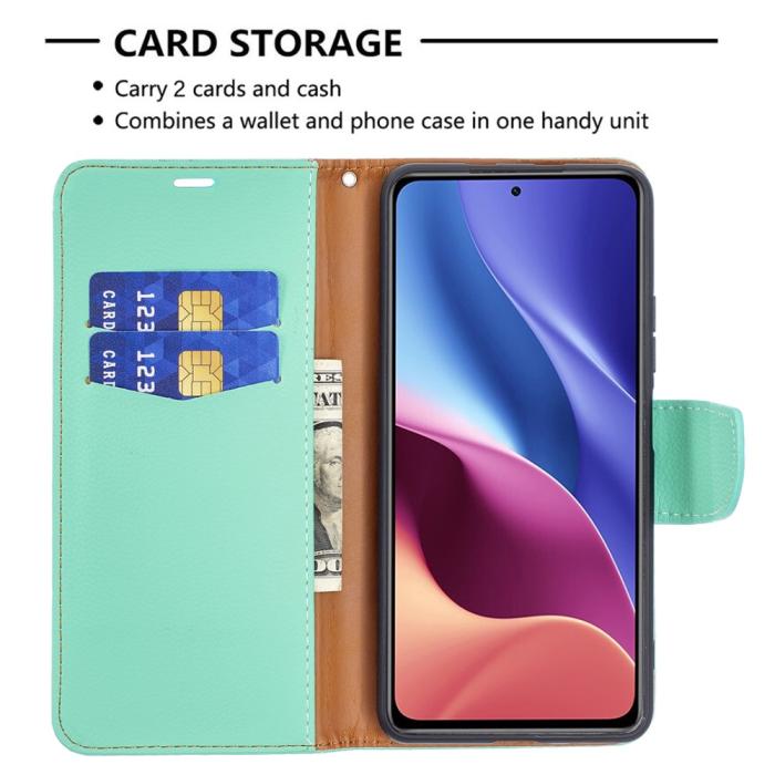 OEM - Litchi Plånboksfodral till Xiaomi Mi 11i / Poco F3 - Turkos
