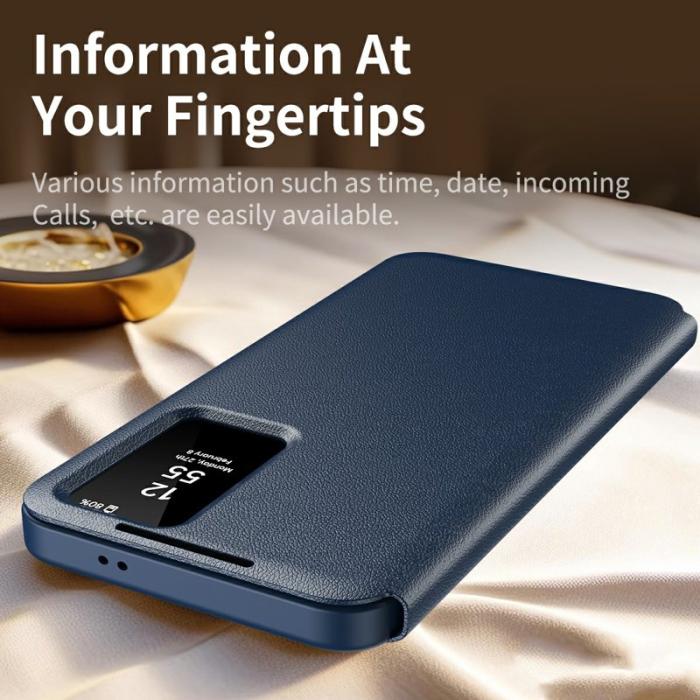 OEM - Mobilskal till Samsung Galaxy S26 Ultra PU Läder Smart View - Safir