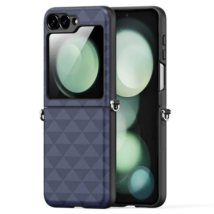 Dux Ducis - Dux Ducis Galaxy Z Flip 6 Mobilskal Fitt Rhombus Läder - Blå