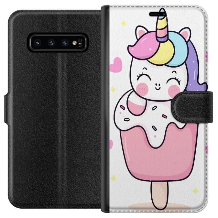 iSecrets - Plånboksfodral till Samsung Galaxy S10 med Glad enhörning