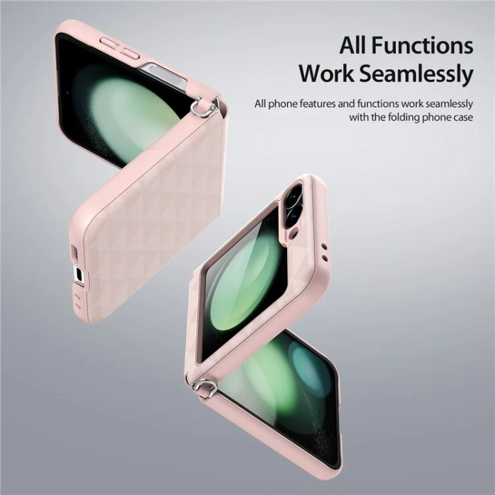 Dux Ducis - Dux Ducis Galaxy Z Flip 6 Mobilskal Fitt Rhombus Läder - Rosa