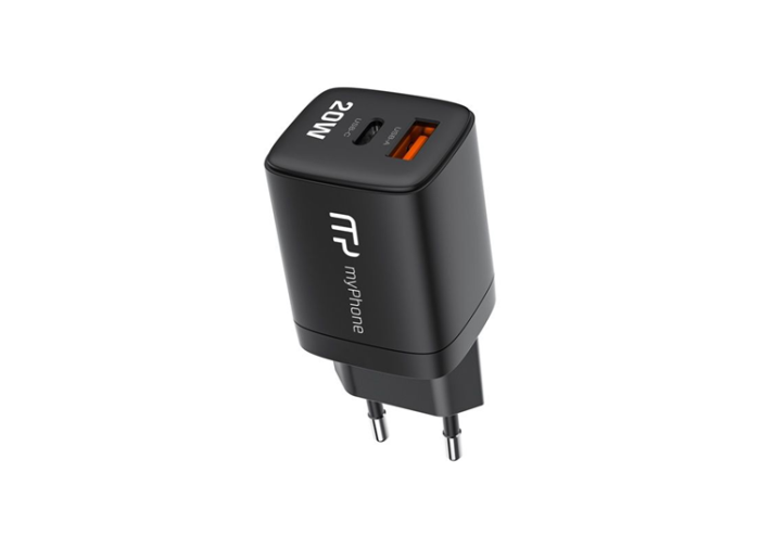 myPhone - myPhone Väggladdare 20W 1xUSB-A 1xUSB-C Swiftcharge Duo - Svart