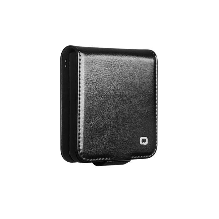 QIALINO - QIALINO Galaxy Z Flip 7 5G Plånboksfodral Äkta Läder - Svart