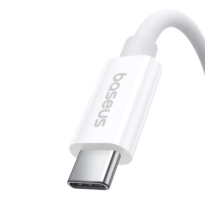 BASEUS - Baseus USB-C till USB-C kabel 240W PD 8K 60Hz 1m - Vit