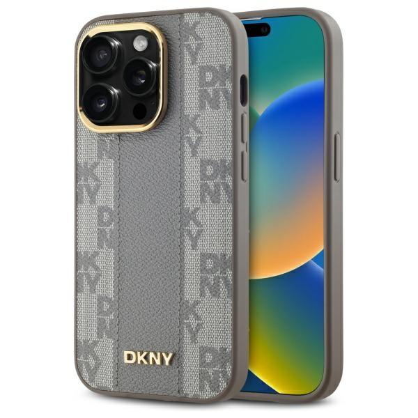 DKNY iPhone 14 Pro Mobilskal MagSafe Läder Checkered Mono - Beige | 2353 | AlltMobil
