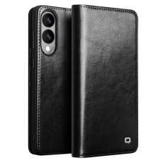 QIALINO - Qialino Galaxy S25 Edge Plånboksfodral Äkta Läder - Svart