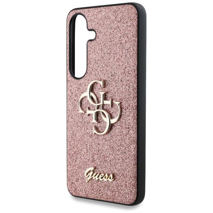 Guess - Guess Galaxy S25 Mobilskal Fixed Glitter Big 4G Metal Logo - Rosa