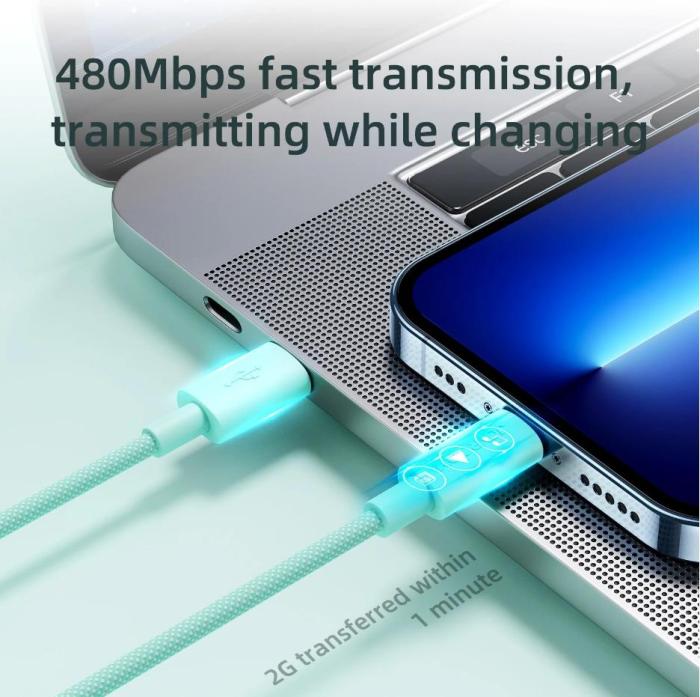 Joyroom - Joyroom Nylon USB-C till Lightning kabel 2m 20W PD - Gul