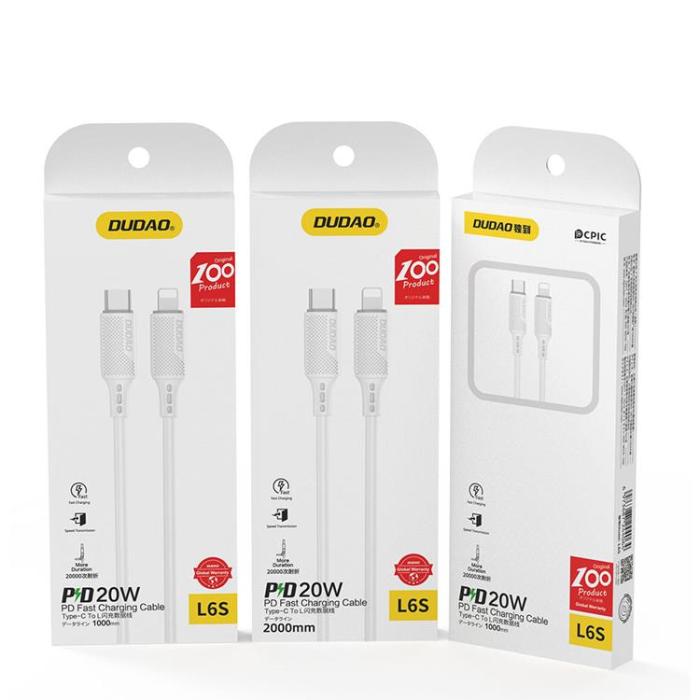 Dudao - Dudao USB-C till Lightning kabel 2m 20W PD L6S - Vit