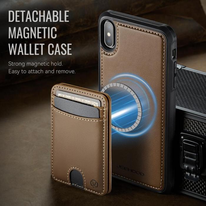 OEM - JEEHOOD Mobilskal till iPhone XS Max MagSafe Läder - Brun