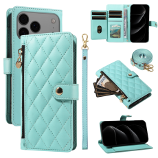 A-One Brand - iPhone 17 Pro Max Pl&aring;nboksfodral Rhombus L&auml;der - Ljusgr&ouml;n