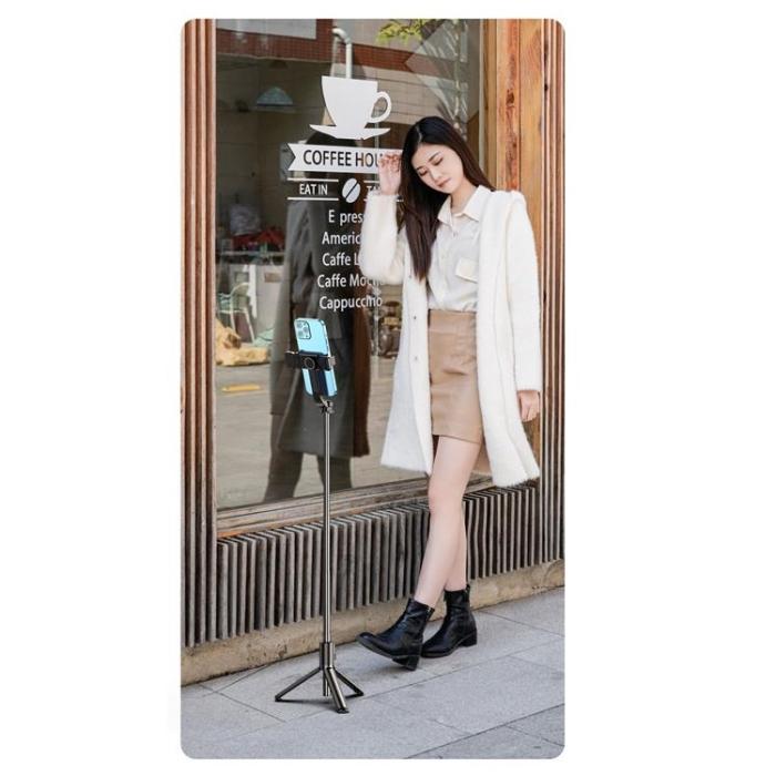 A-One Brand - Selfie Stick Folding Stand Bluetooth med Remote Control - Rosa
