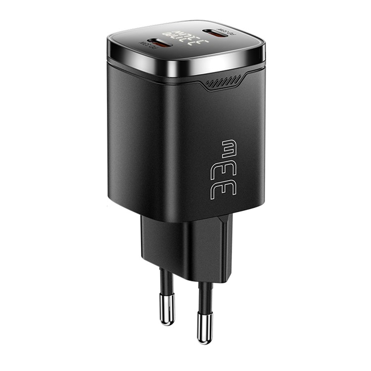ESSAGER GaN Snabbladdare 33W 2x USB-C PD med LED EU - Svart | 505295 | AlltMobil