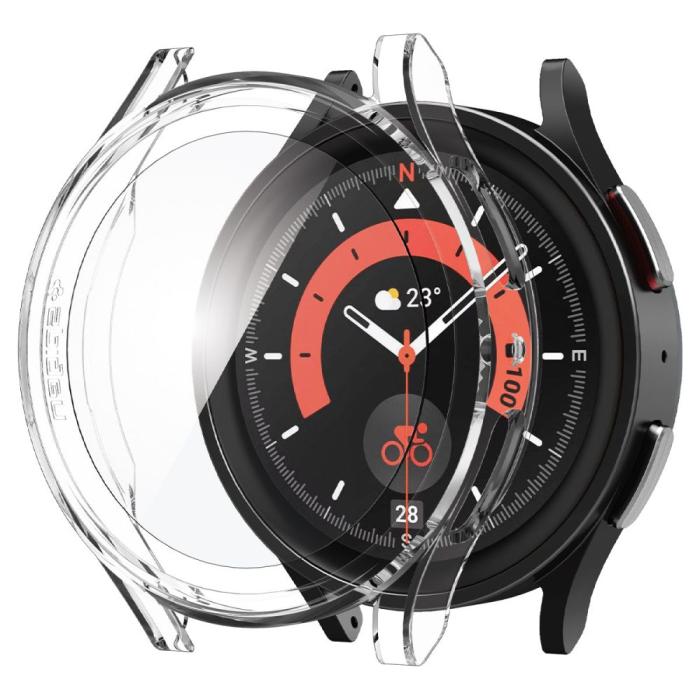 UTGATT - Spigen Galaxy Watch 5 Pro (45mm) Skal och Härdat Glas Skärmskydd - Crystal Clear