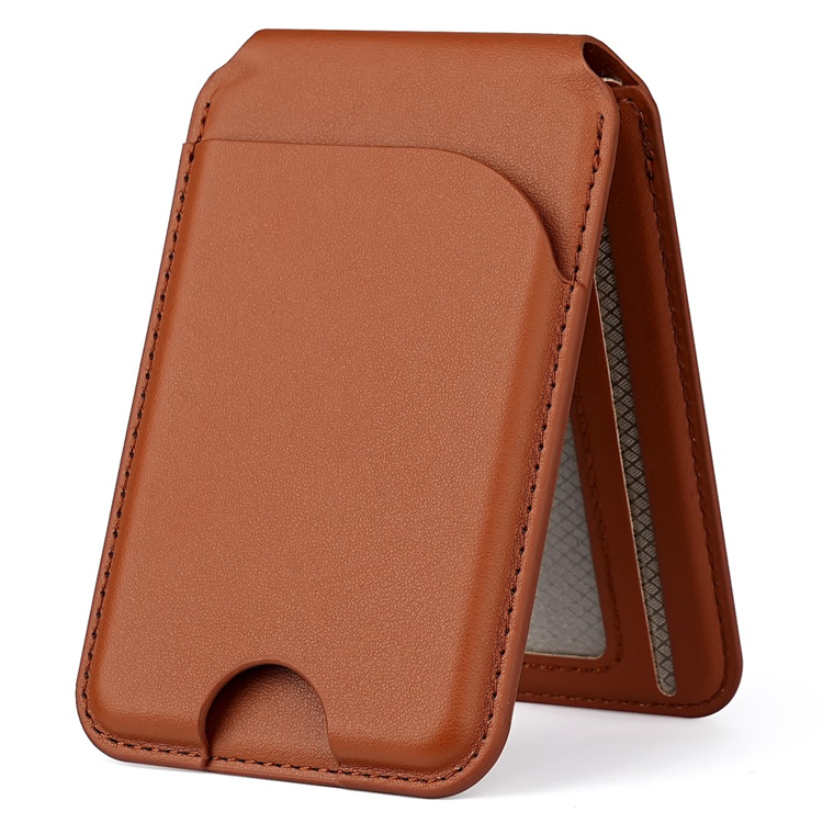Vikbart MagSafe-korthållare i PU-läder med Kickstand - Brun (Brun) | 2353 | AlltMobil