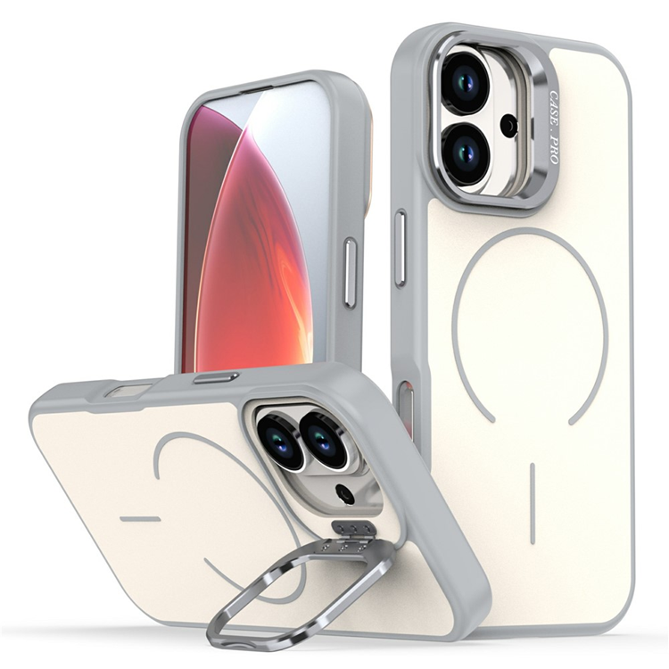 iPhone 17 Mobilskal MagSafe Skin-Touch Kickstand - Grå (Grå) | 2353 | AlltMobil