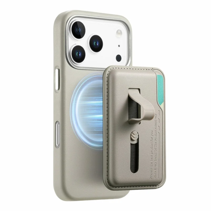 A-One Brand - iPhone 17 Pro Max Mobilskal Magsafe Detachable korthållare - Grå