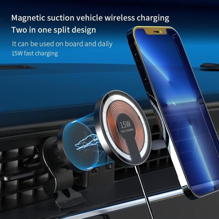 UTGATT1 - Magsafe 2-in-1 T09 Magnetic Trådlös Laddare 15W - Transparent