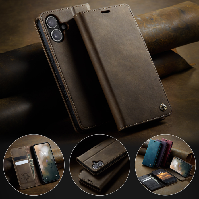Caseme - Caseme iPhone 17 Plånboksfodral RFID Blocking 033 Series - Kaffe