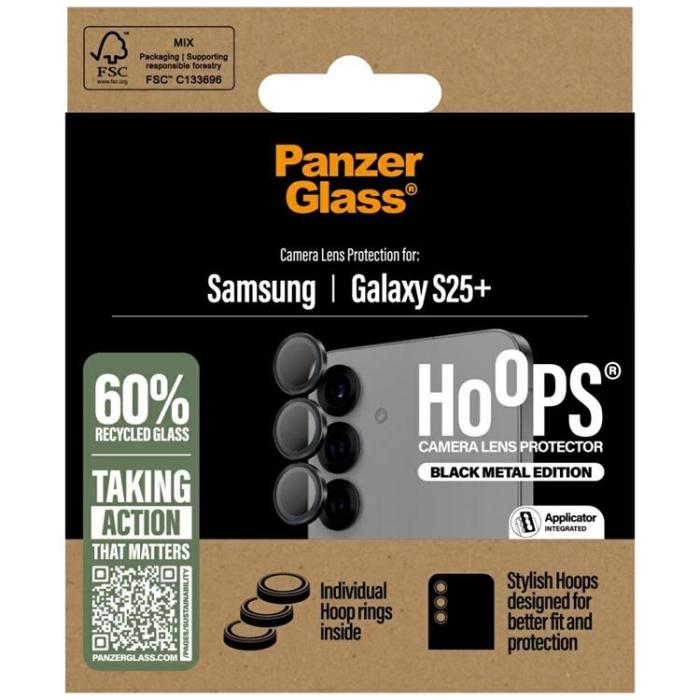 PanzerGlass - PanzerGlass Galaxy S25 Plus Kameralinsskydd Härdat Glas Hoops - Svart