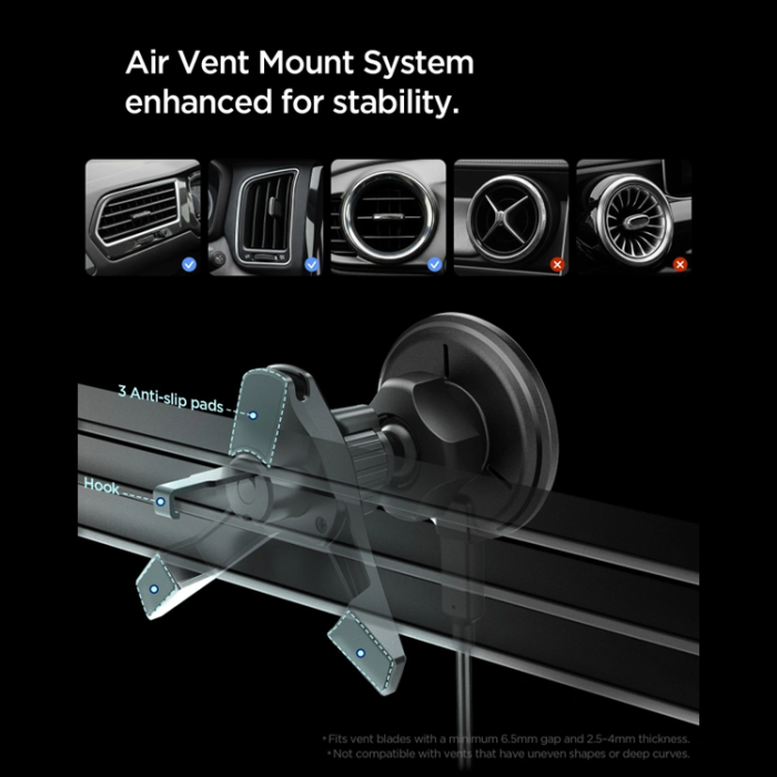Spigen - Spigen Qi2 MagSafe Bilmontering 15W Trådlös Laddning till Luftventil EV15MAQ