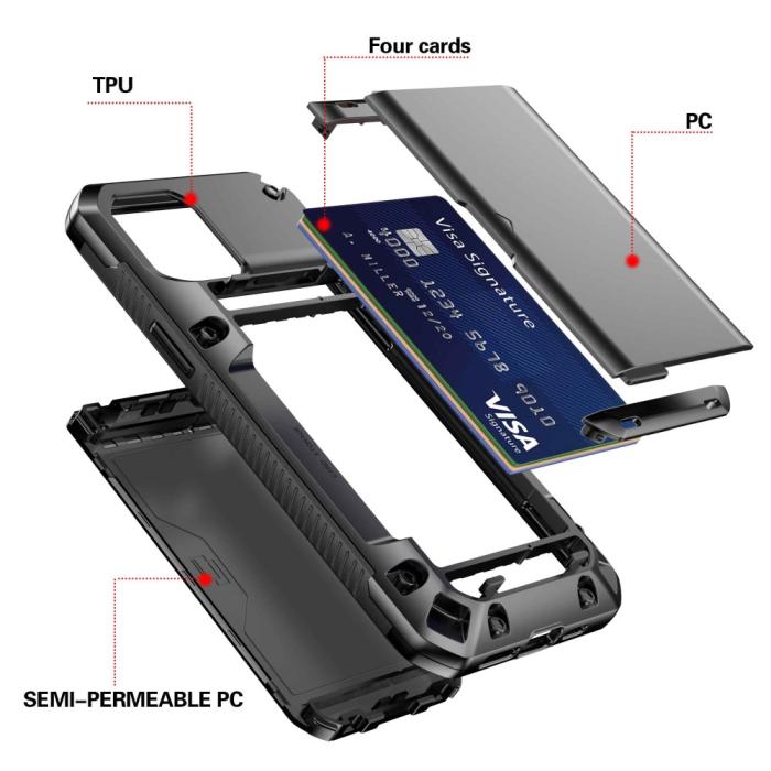 OEM - iPhone 12 Pro Max Skal Med Kortfack - Svart