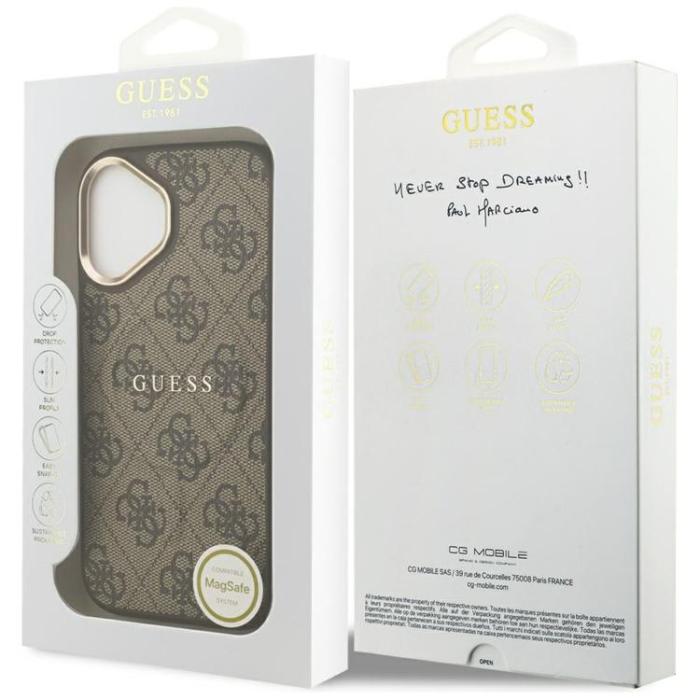 Guess - Guess iPhone 17 Mobilskal MagSafe 4G PU Classic Logo - Brun