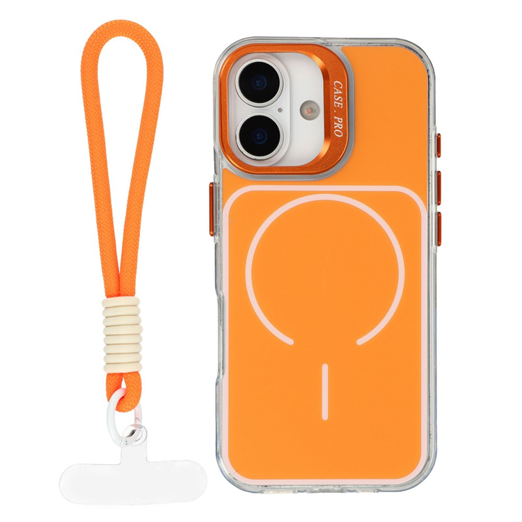 iPhone 17 Mobilskal MagSafe med Matchande Handrem Lens Kickstand - Orange (Orange) | 2353 | AlltMobil