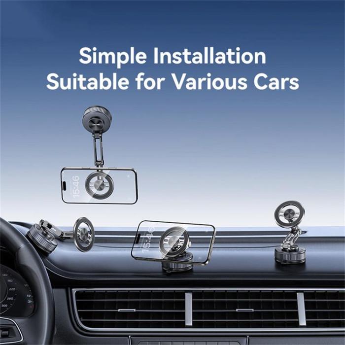 USAMS - USAMS 3-Axlig Vikbar Magnetisk Bilhållare Vakuumsugfäste ZJ087 - Svart