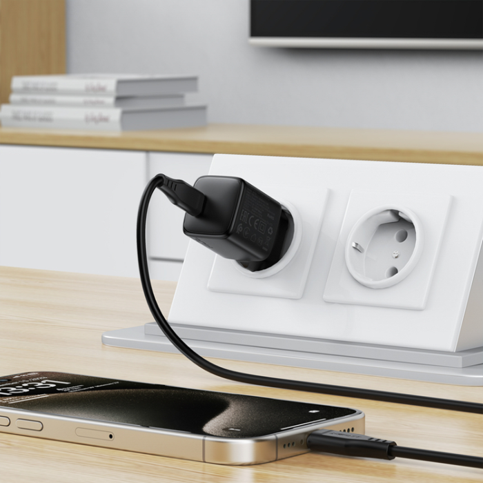 Acefast - Acefast Väggladdare USB-C 30W med USB-C till USB-C Kabel 1.2m - Svart