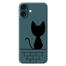 A-One Brand - iPhone 17 Mobilskal Black Cat on the Wall - Grön