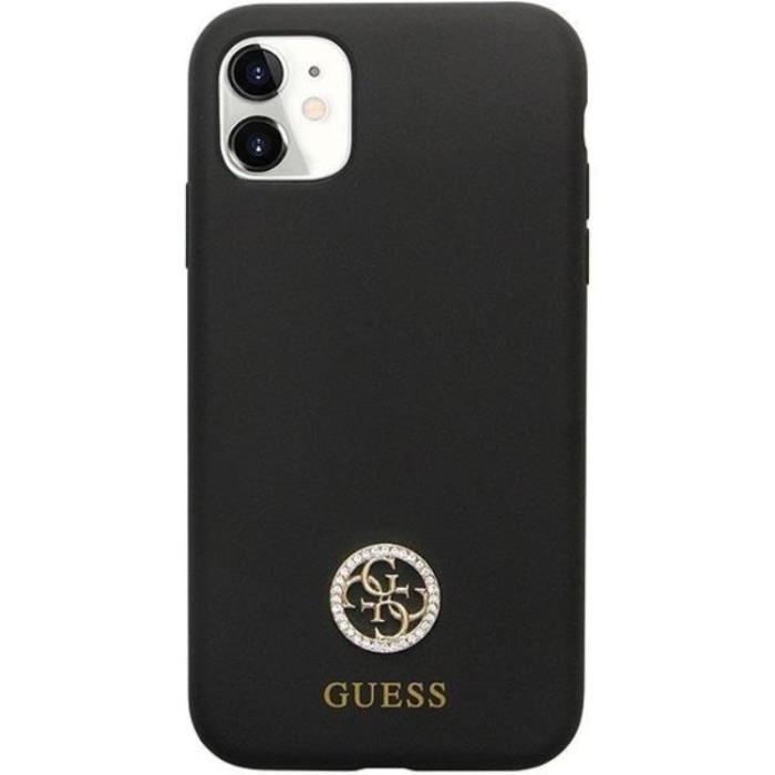 Guess - Guess iPhone 11/XR Mobilskal Silikon Logo Strass - Svart
