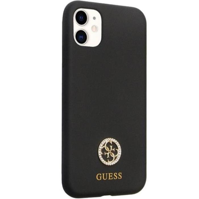 Guess - Guess iPhone 11/XR Mobilskal Silikon Logo Strass - Svart